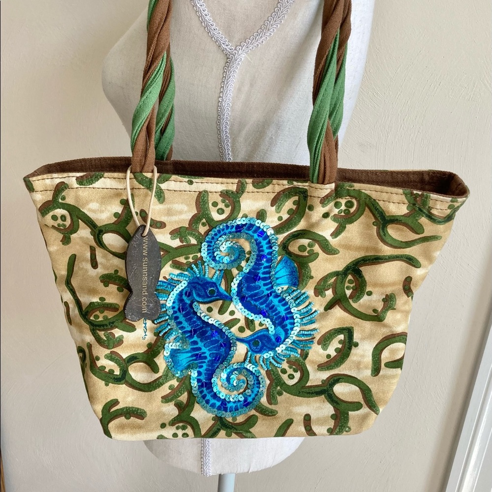 Karwan Canvas Blue Starfish Purse NWOT